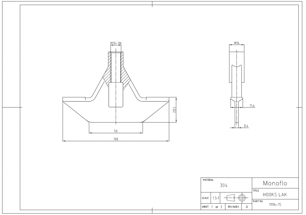 Kotwa podłogowa o szerokości 100 mm do podłóg betonowych