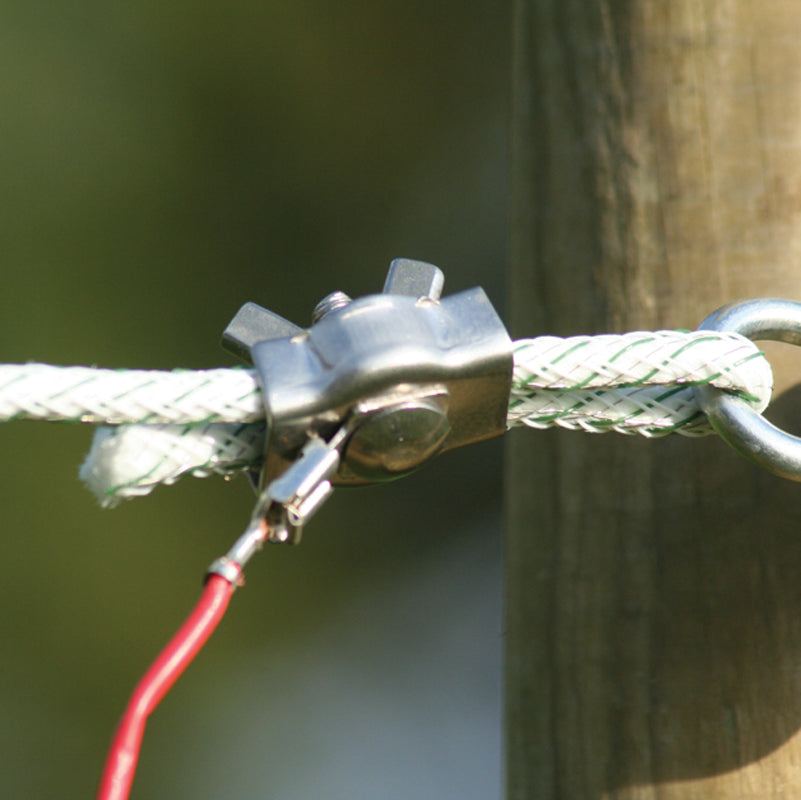 Złącza do przewodu do 8 mm, stal nierdzewna/INOX, pojedyncze z nakrętkami motylkowymi i klapką łączącą