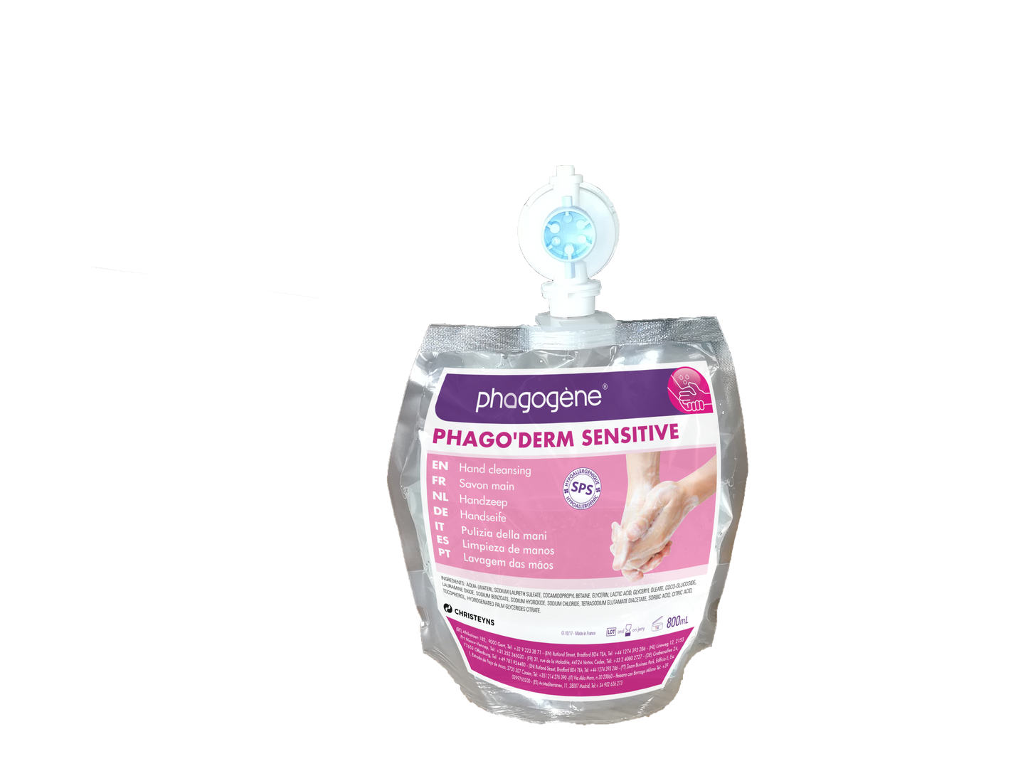 PHAGO'DERM Sensitive Box 4 x 800 ml, Pouch