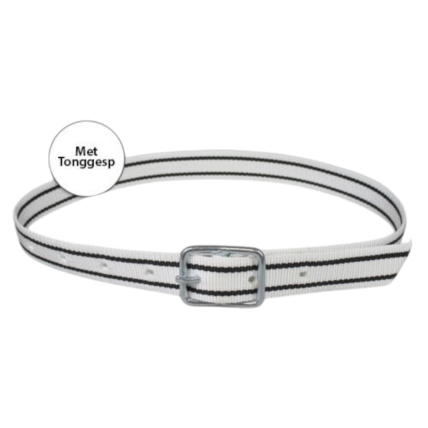 Kuhhalsband weiß schwarz mit Zungenschnalle 120 cm