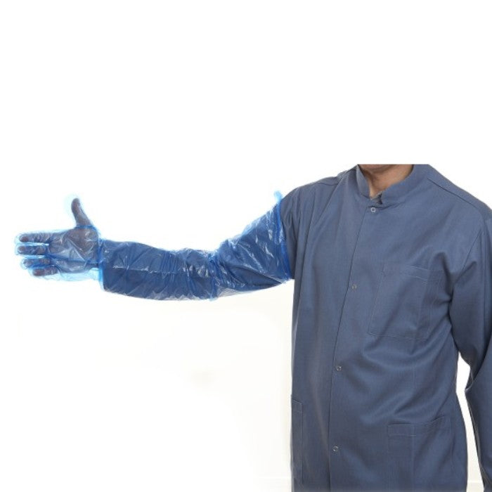 Rękawice do inseminacji/odczulania niebieskie - 100 sztuk