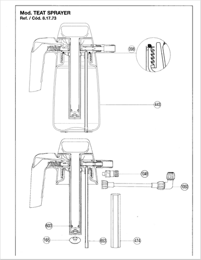 Pulverizador para ubres IK 1.5